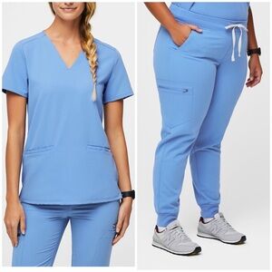 NWT- Figs Set Women Zamora Joggers & Casma Scrub Top Color Ceil Blue (Size 5XL)